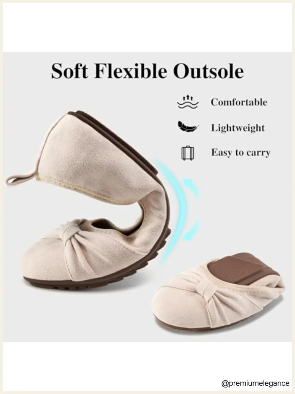 Lightweight Foldable Ballet Flats with Memory Foam Cushioning - Slip-On Work